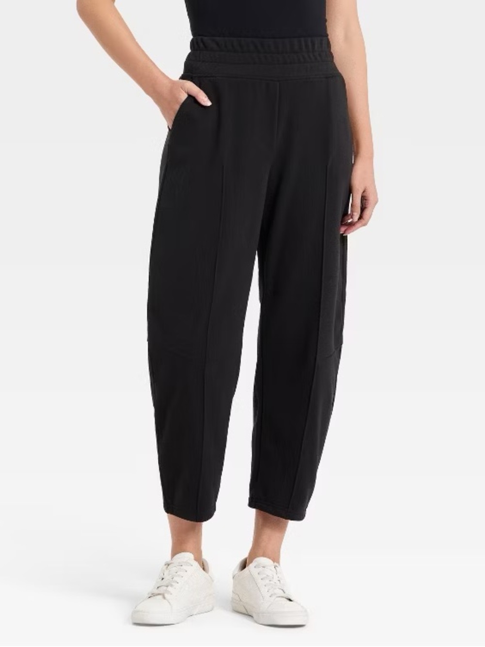 A New Day Barrel Leg Crop Sweatpants Moto Seasms Elastic Scoop Pockets Large